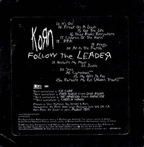 Korn Follow The Leader US Promo CD album (CDLP) (121239)